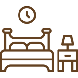 A brown square on a white background, representing Hometel Suites, known for affordable and comfortable hotel rooms.